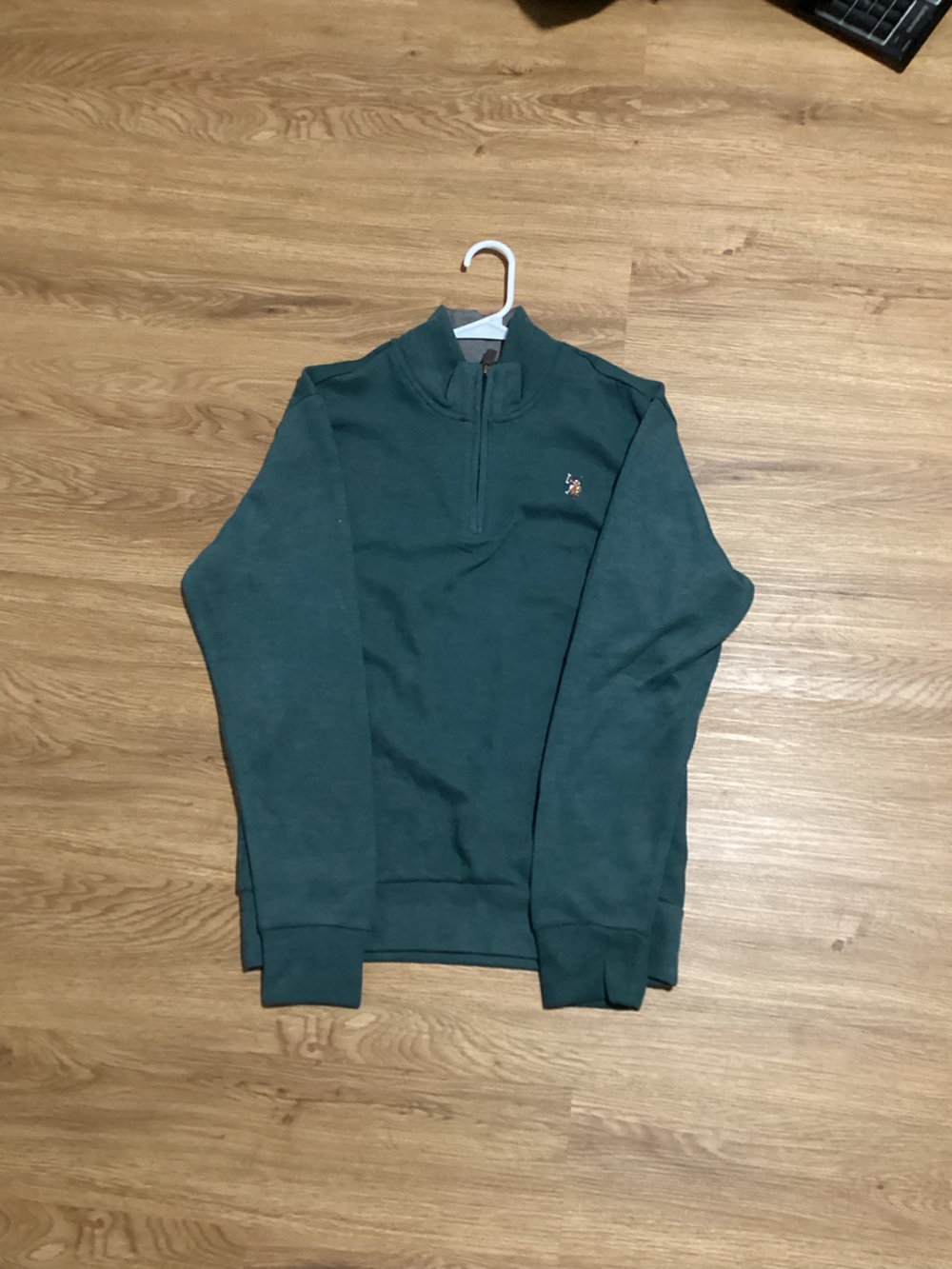 U.S. Polo Assn. Dark Green Ribbed Quarter-Zip Pullover
